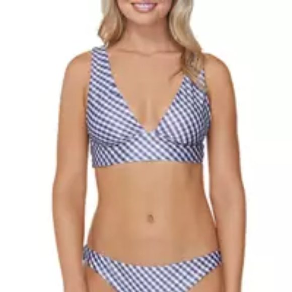 Raisins Island Swim Reversible Swim Bikini Top White Gingham M - Picture 6 of 11